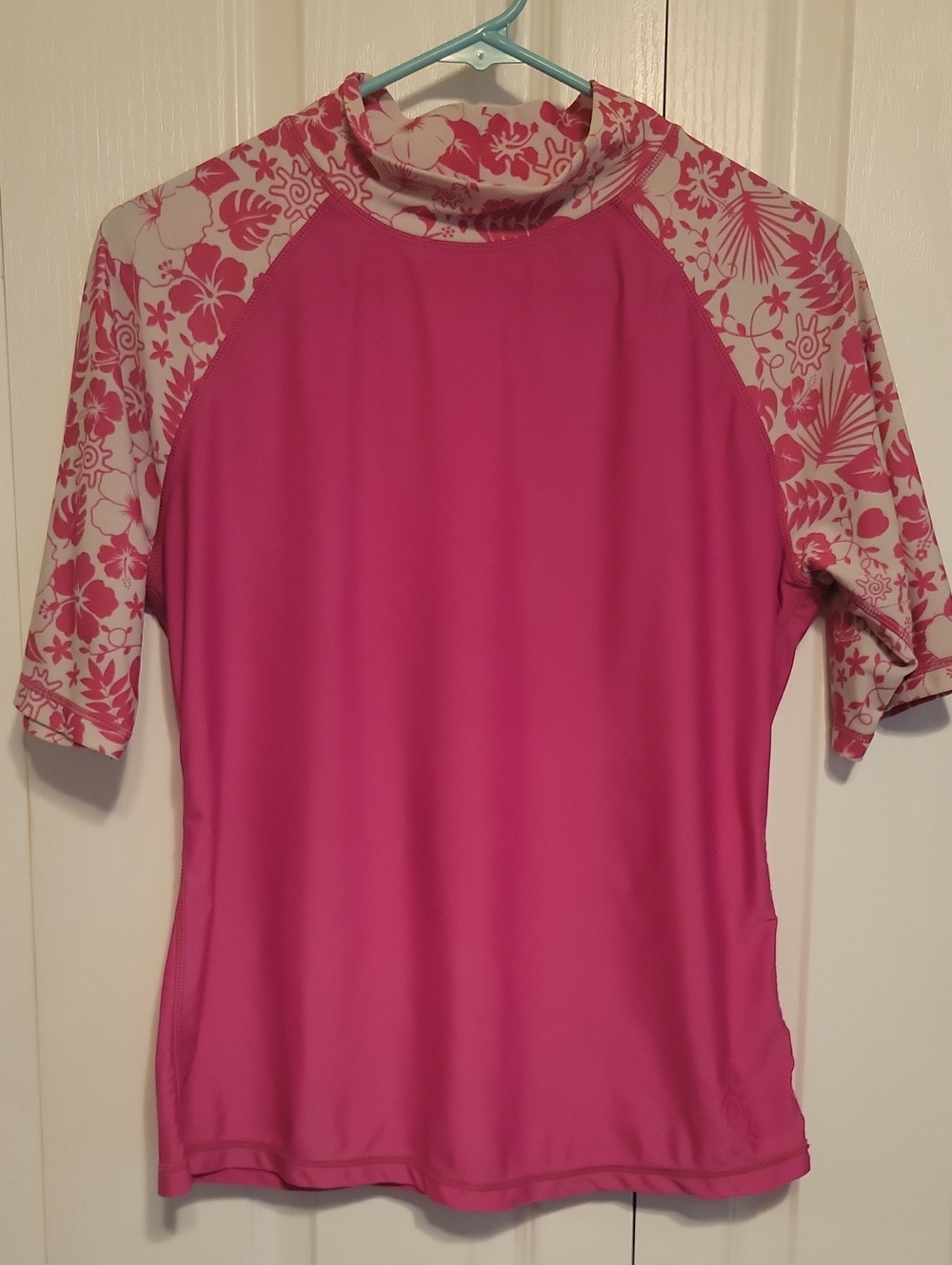 Skin Hot Pink Raglan Floral Sleeve Swim Tee